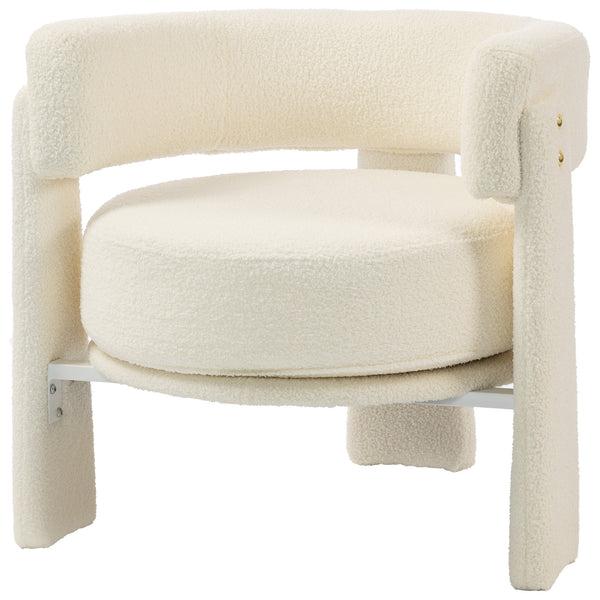 Sherpa armchair with lumbar cushion, cream white
