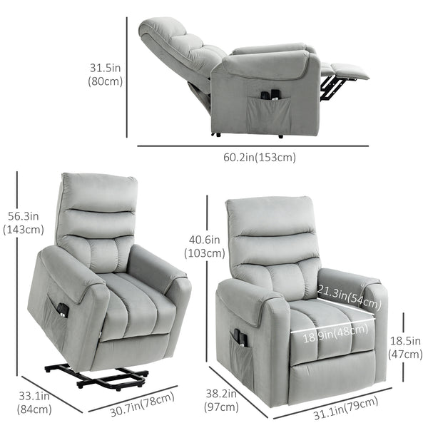 Massage recliner chair with 8 vibration points, gray