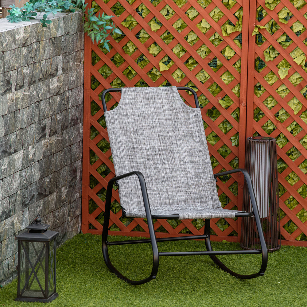 Garden Rocking Chair, Outdoor Indoor Texteline Rocker for Patio, Balcony, Porch, Grey