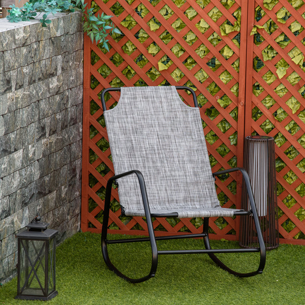 Garden Rocking Chair, Outdoor Indoor Texteline Rocker for Patio, Balcony, Porch, Grey