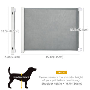 Retractable grey safety barrier