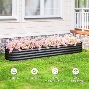 Galvanized raised planter with safety rim, black