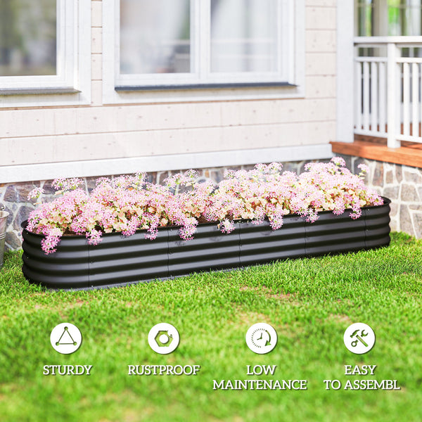 Galvanized raised planter with safety rim, black