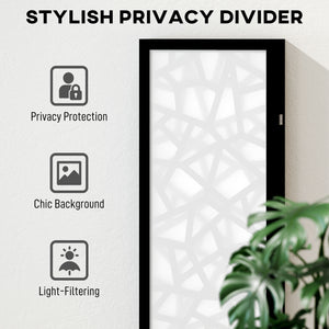 Folding screen with 4 panels, 1.70 m, lightweight and opaque, geometric pattern, black