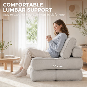 Beige-grey 3-in-1 folding sofa bed with high-density foam and 2 cushions, grey