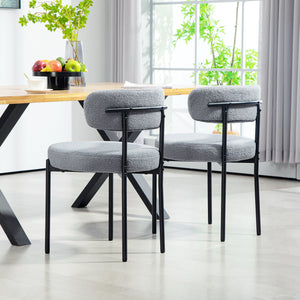Set of 2 kitchen chairs with fleece upholstery, grey