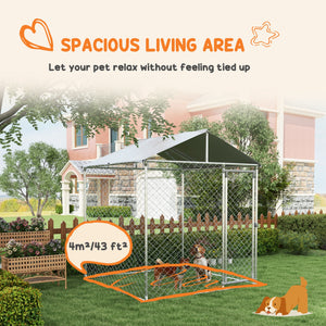 Heavy-duty galvanized steel kennel with UV-resistant roof
