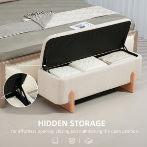Ottoman bench with storage and cushioned seat – Cream white