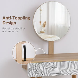 Dressing table with drawer and height-adjustable mirror, wooden legs, oak