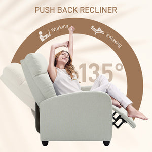 Manual fabric recliner with upholstered seat, cream white