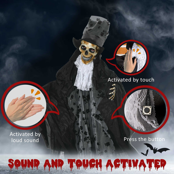 74" Animated Halloween Married Reaper with LED Eyes, Sounds, and Movements – Black