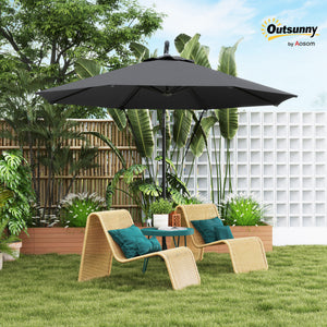9.5ft offset parasol with wind protection strap, grey