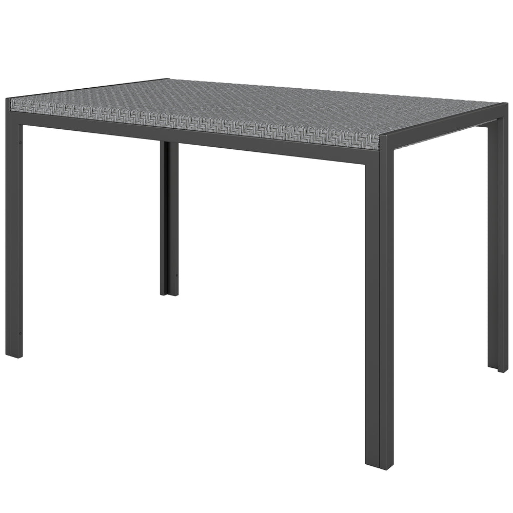 Rectangular garden table with grey synthetic rattan top 