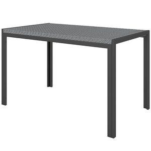 Rectangular garden table with grey synthetic rattan top 