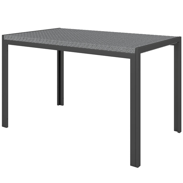 Rectangular garden table with grey synthetic rattan top 