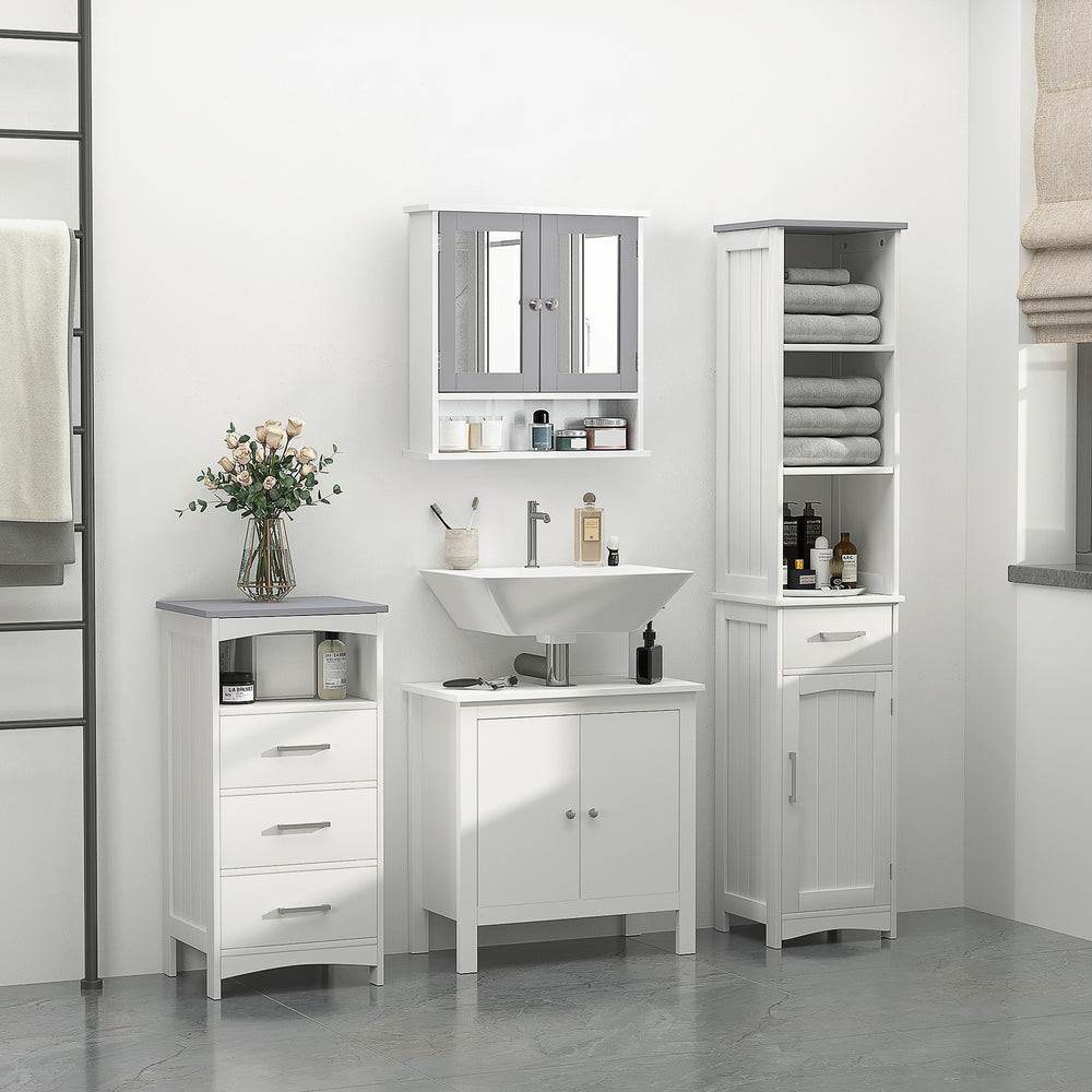 3-piece bathroom furniture set, white.