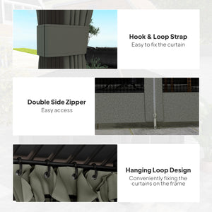 10' x 12' Outdoor Hardtop Gazebo Metal Roof Patio Gazebo with Aluminum Frame, Mesh Nettings, Dark Grey