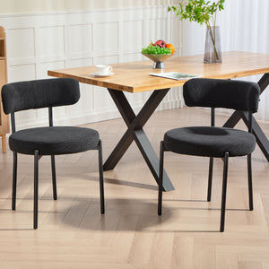 Set of 4 modern kitchen chairs with black corduroy upholstery