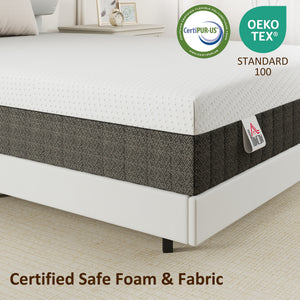 10" 3-Layer Cooling Memory Foam Queen Mattress, Medium-Firm – White and Dark Gray