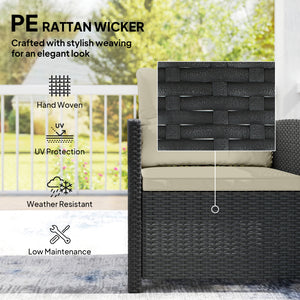 3-Piece Woven Resin Patio Furniture Set with Two-Tier Table and Glass Top, Beige