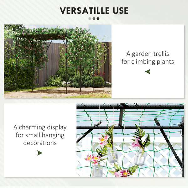 Garden arch with support net, black