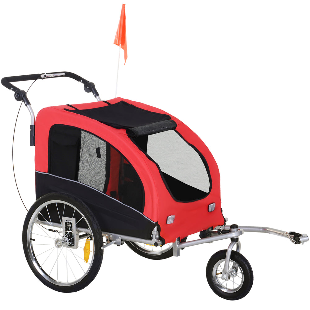 2 in 1 Pet Stroller, Bicycle Carrier Cart, Red 