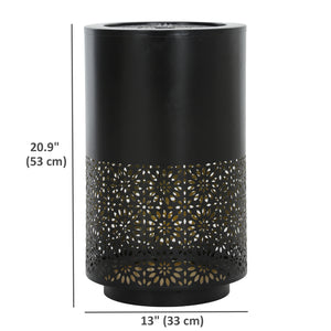 Garden Waterfall Fountain with LED Lights, Adjustable Flow Outdoor Fountain, Black