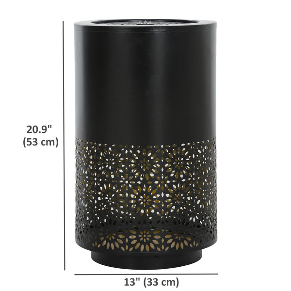 Garden Waterfall Fountain with LED Lights, Adjustable Flow Outdoor Fountain, Black