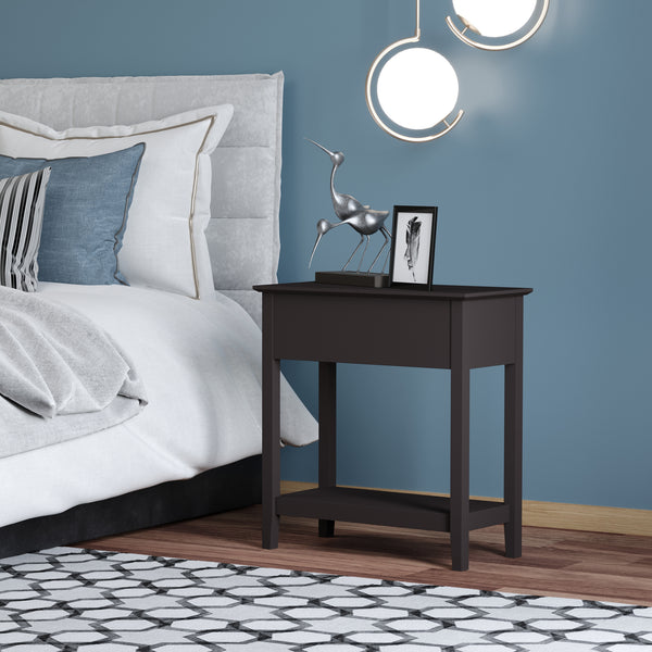 Side table with folding top, dark coffee