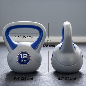 26 lb kettlebell with wide handle and stable base – Dark blue and gray