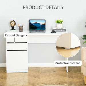 Modern Computer Desk with Storage Drawer and Cabinet, White