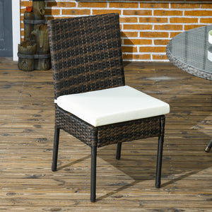 Chaises de salle à manger en rotin synthétique marron pour extérieur avec coussins confortables, parfaites pour terrasse ou patio