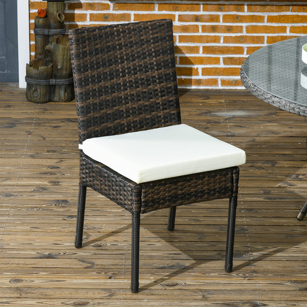 Chaises de salle à manger en rotin synthétique marron pour extérieur avec coussins confortables, parfaites pour terrasse ou patio