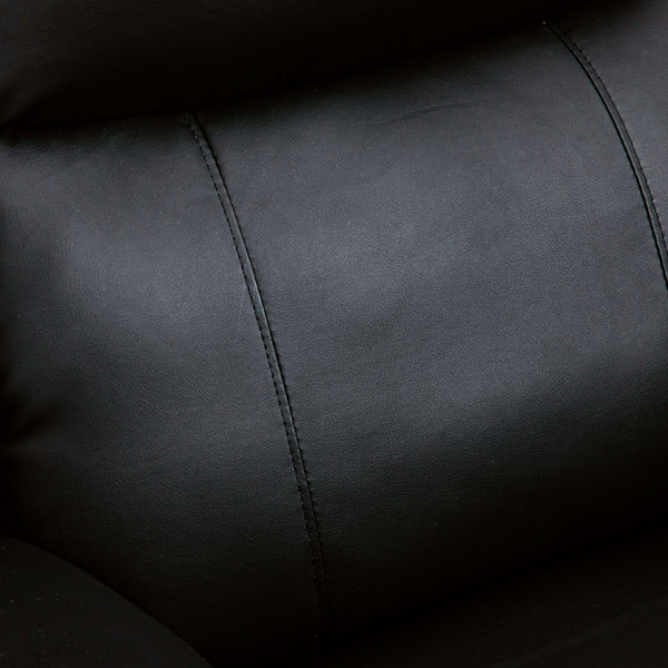 Faux Leather Recliner Chair with Footrest and 2 Side Pockets, Black