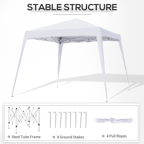 8 x 8 Folding Awning with Carry Bag, White