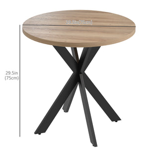 Contemporary 29 in. round dining table with steel legs, brown