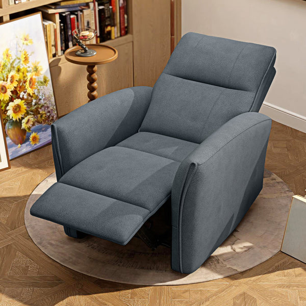 Electric reclining armchair, fabric upholstery, USB ports, footrest, anthracite grey