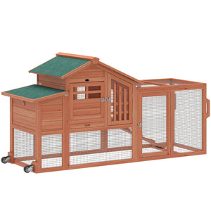 Mobile wooden chicken coop with run and removable tray for 1 to 2 hens