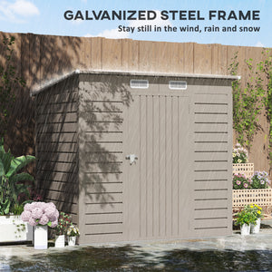 Galvanized metal garden shed with double doors and 2 vents, light grey