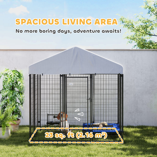 Dog kennel with waterproof and UV-resistant cover