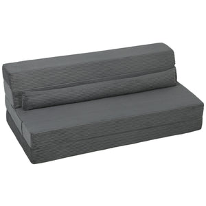 53.9" Dark Gray Corduroy Folding Floor Sofa