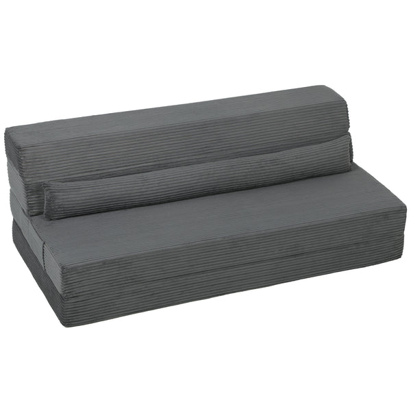 53.9" Dark Gray Corduroy Folding Floor Sofa