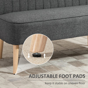 Modern upholstered 2 seater sofa with rubberwood legs, light grey