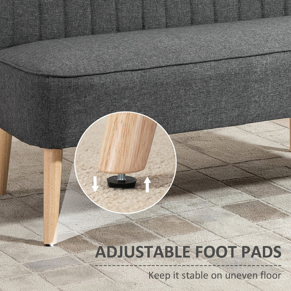 Modern upholstered 2 seater sofa with rubberwood legs, light grey