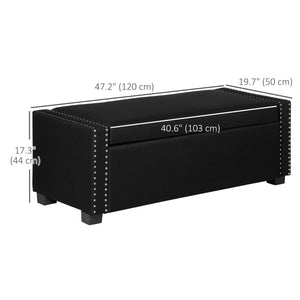 Upholstered folding storage bench in fabric, dark gray