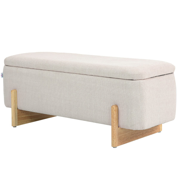 Ottoman bench with storage and cushioned seat – Cream white