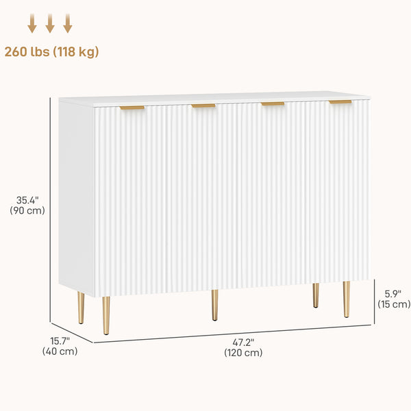 Modern kitchen storage cabinet, sideboard with adjustable shelves, white