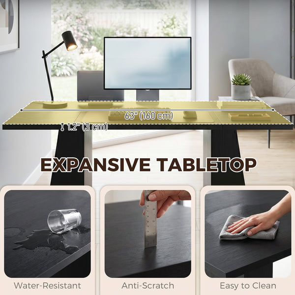 63-in. trapezoid leg desk, black