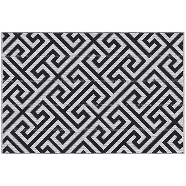 Reversible outdoor rug, black and white