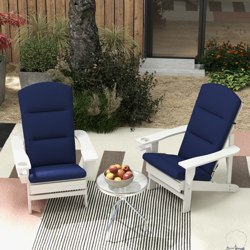 Lot de 2 coussins bleus pour chaises Adirondack, avec dossier rembourré et attaches pour usage extérieur